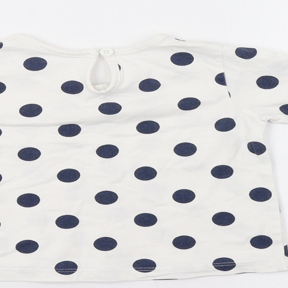 Matalan Baby White Polka Dot Basic T-Shirt Size 6-9 Months