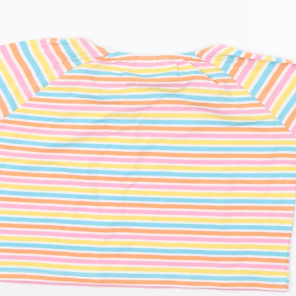 Brand and care label for F&F Baby Multicoloured Striped Basic T-Shirt, size 3-6, Months