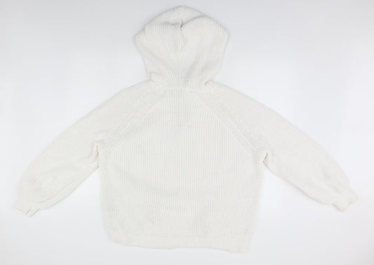 H&M Womens White Pullover Hoodie Size M
