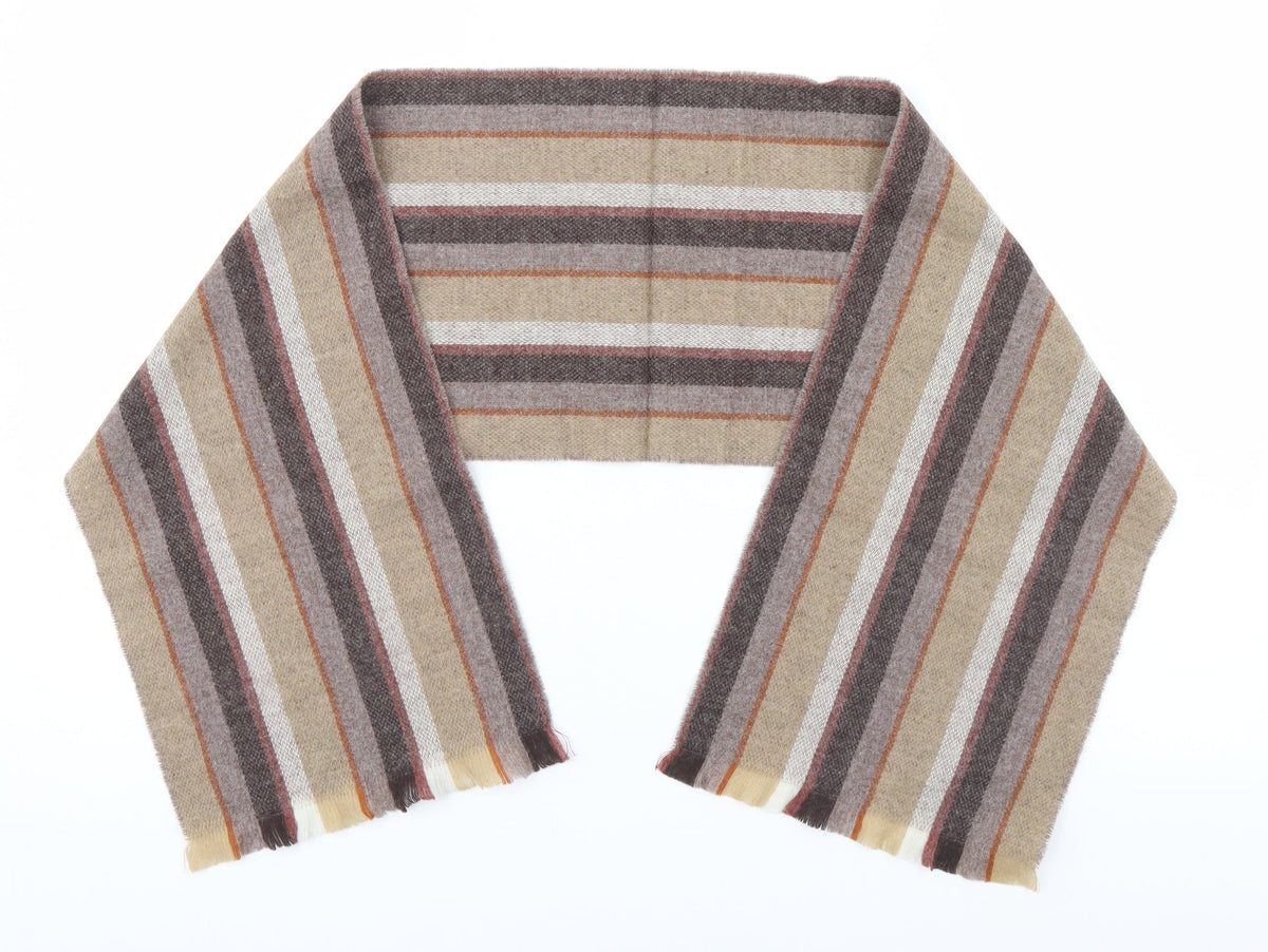 Front view of Keynote unisex brown striped scarf
