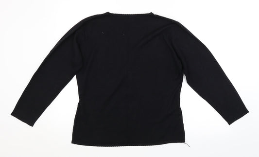DONNA LEWIS Womens Black Pullover Jumper Size L