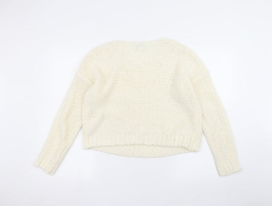 Womens UK Size M NEXT White Pullover Jumper