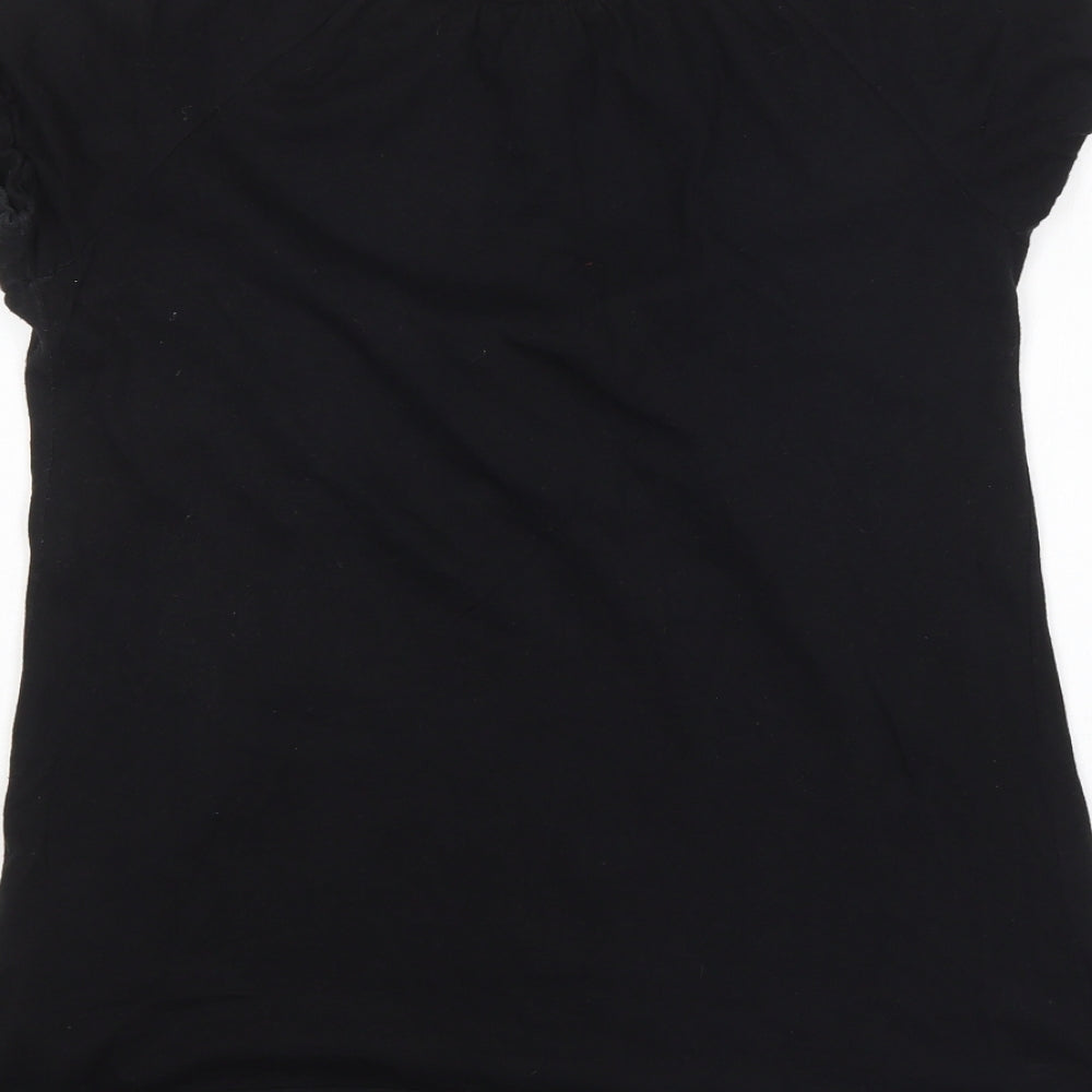 Womens UK Size M Bershka Black Basic Blouse