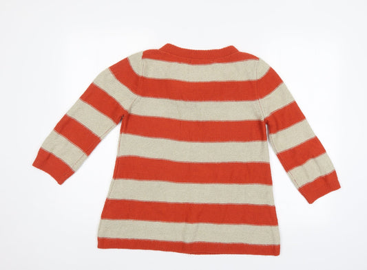 NEXT Womens Orange Striped Pullover Jumper Size 8