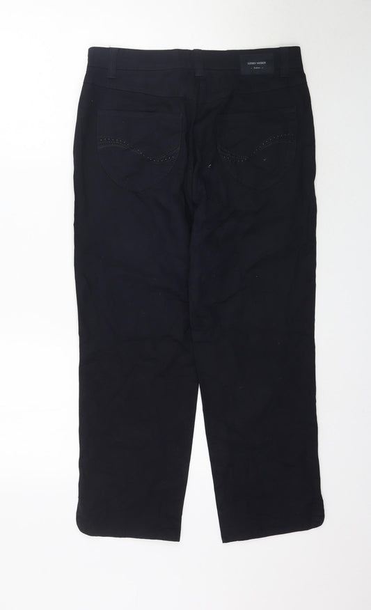 Back view of Gerry Weber women’s black straight jeans, size UK 12, 26-inch leg