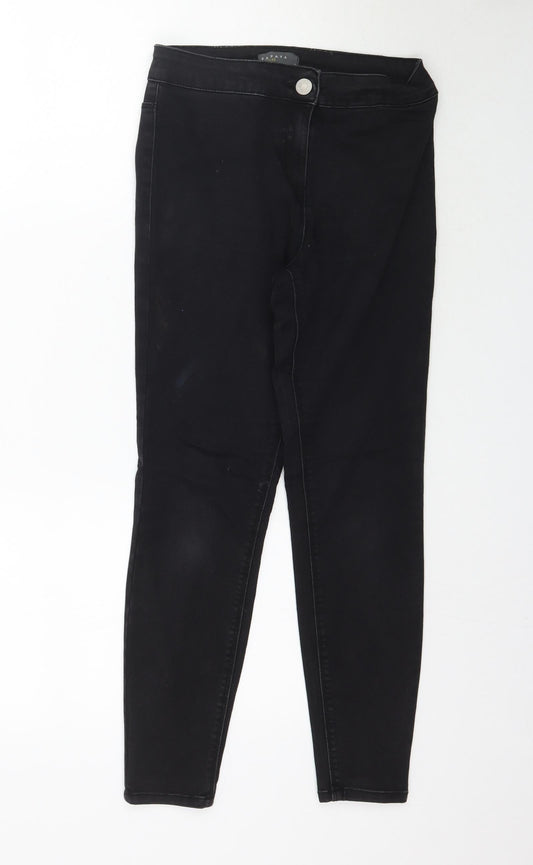 Additional front view of Matalan women’s black denim skinny jeans, size UK 8, 25-inch leg