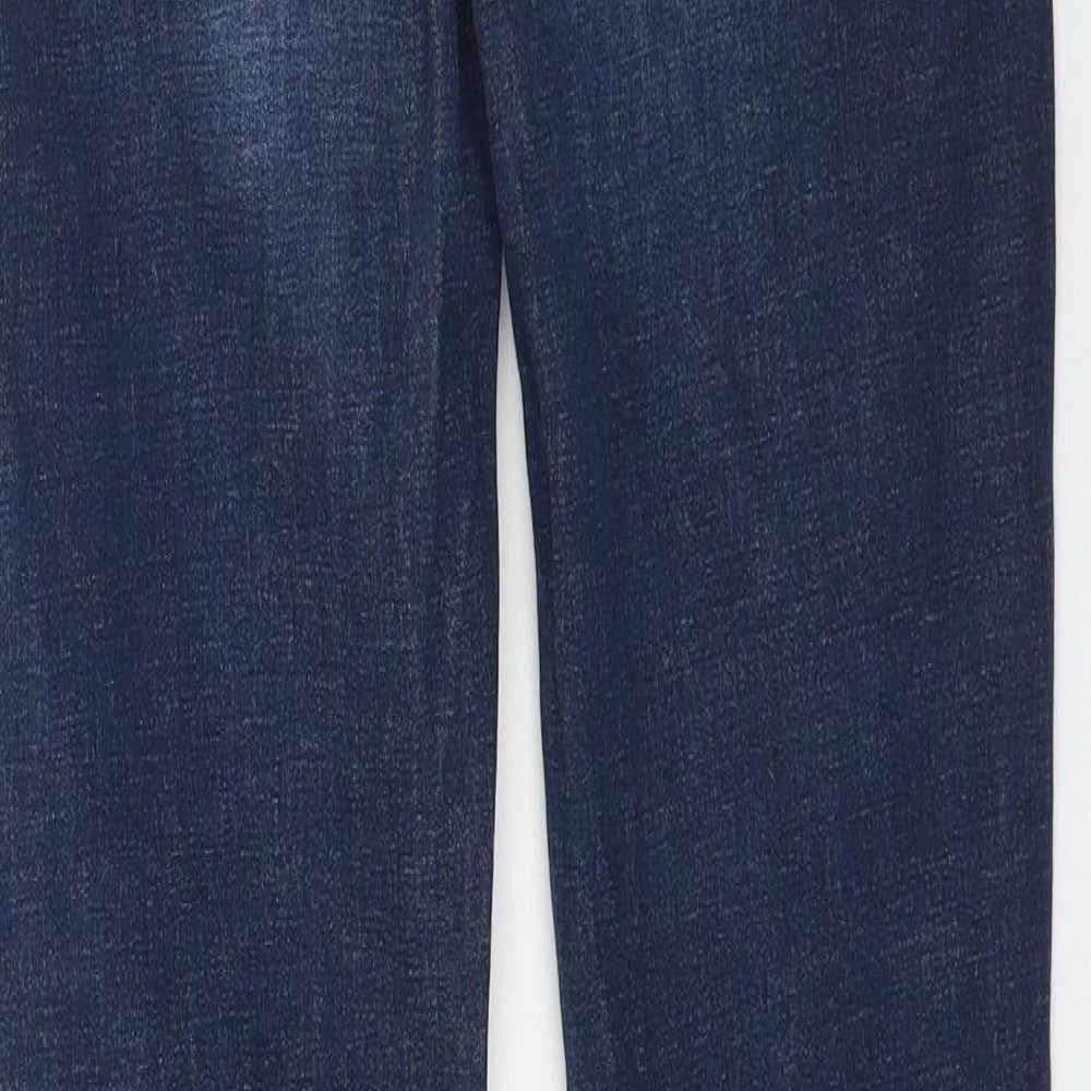 Brand and care label for Denim Co women’s blue denim skinny jeans, size UK 8, 32-inch leg