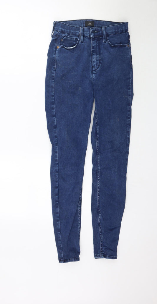 Additional front view of River Island women’s blue denim skinny jeans, size UK 6, 28-inch leg