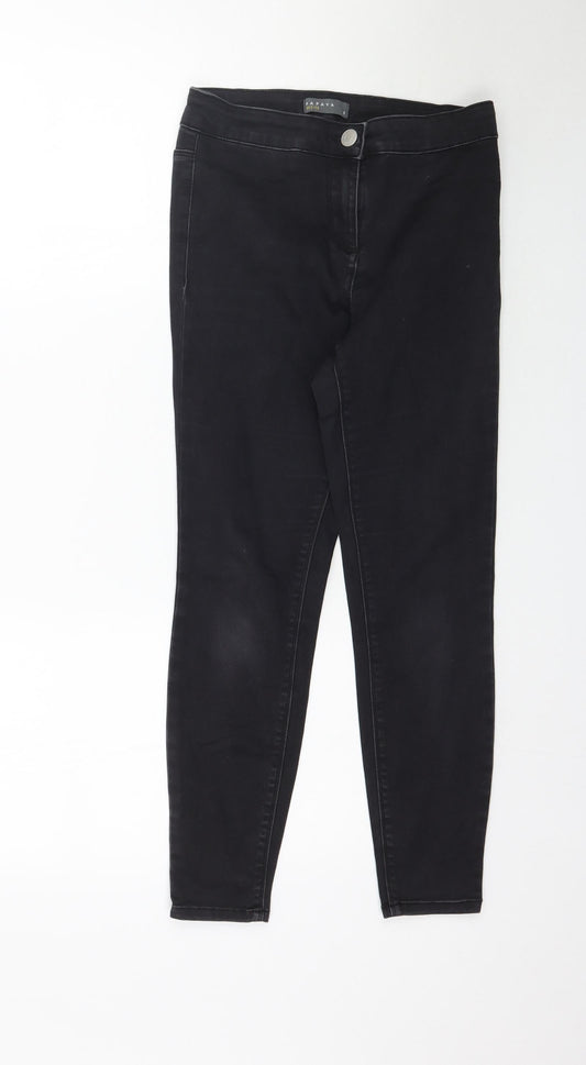 Additional front view of Matalan women’s black denim skinny jeans, size UK 8, 25-inch leg