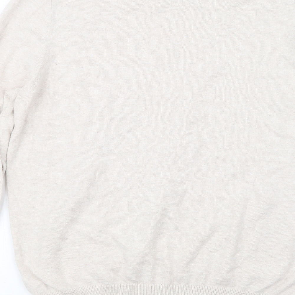 Brand and care label for Meraki women’s beige knit jumper, size M