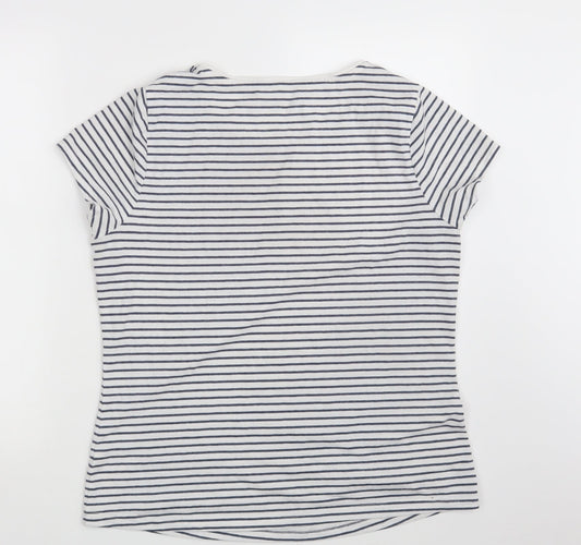 George Womens White Striped Basic T-Shirt Size 18