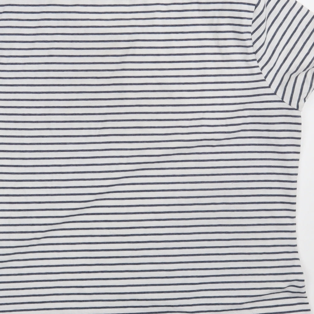 George Womens White Striped Basic T-Shirt Size 18