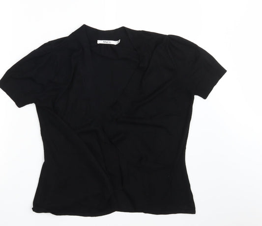 M & Co. Womens Black Wrap Jumper Size M