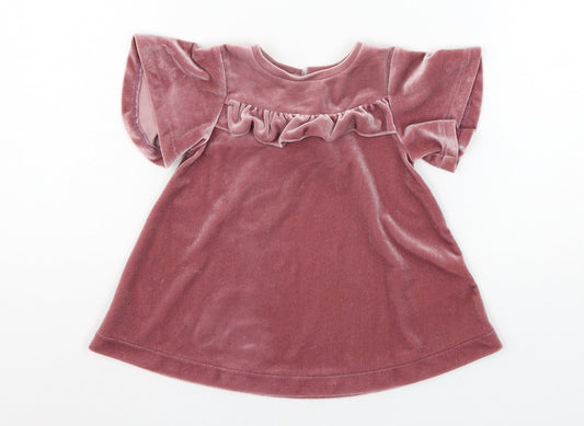 NEXT Girls Pink Velour T-Shirt Dress Size 3-6 Months