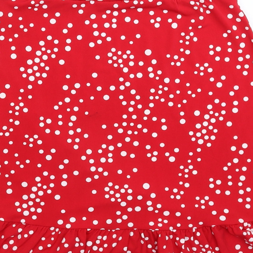 Oasis Womens Red Polka Dot Mini Skirt Size S