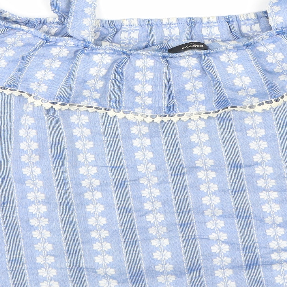 Papaya Womens Blue Basic T-Shirt Size 10