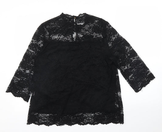 F&F Womens Black Floral Basic Blouse Size 12