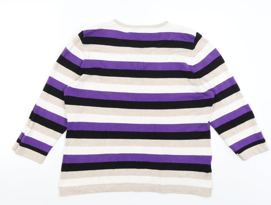 CC Womens Beige Striped Pullover Jumper Size XL