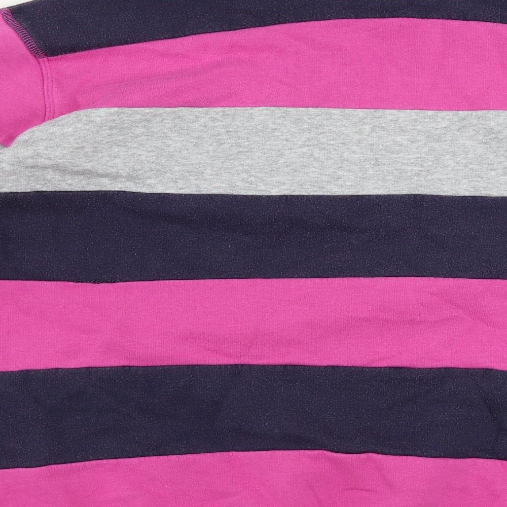 Brand and care label for Cotton Traders women’s pink striped henley jumper, size UK 6