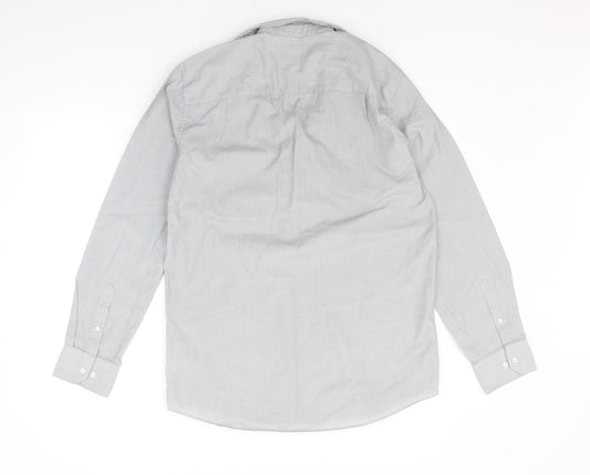 Mens UK Size 15.5 NEXT Grey Button-Up Long Sleeve Casual Shirt