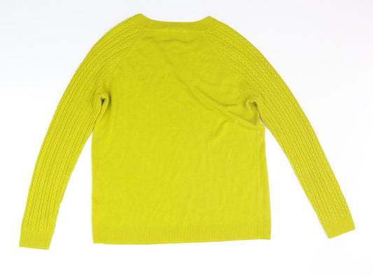 TU Womens Yellow Houndstooth Pullover Jumper Size 14