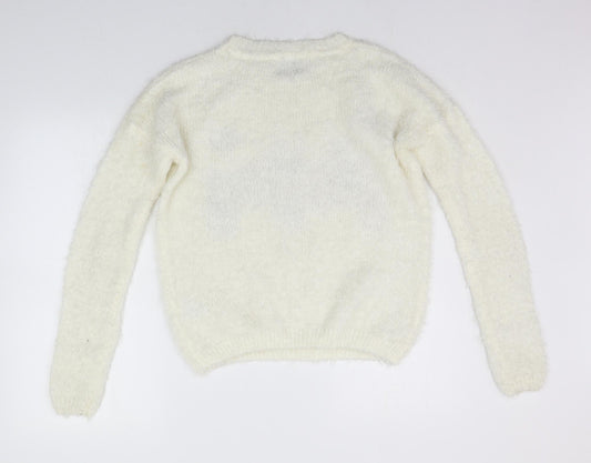 Womens UK Size M Papaya White Pullover Jumper