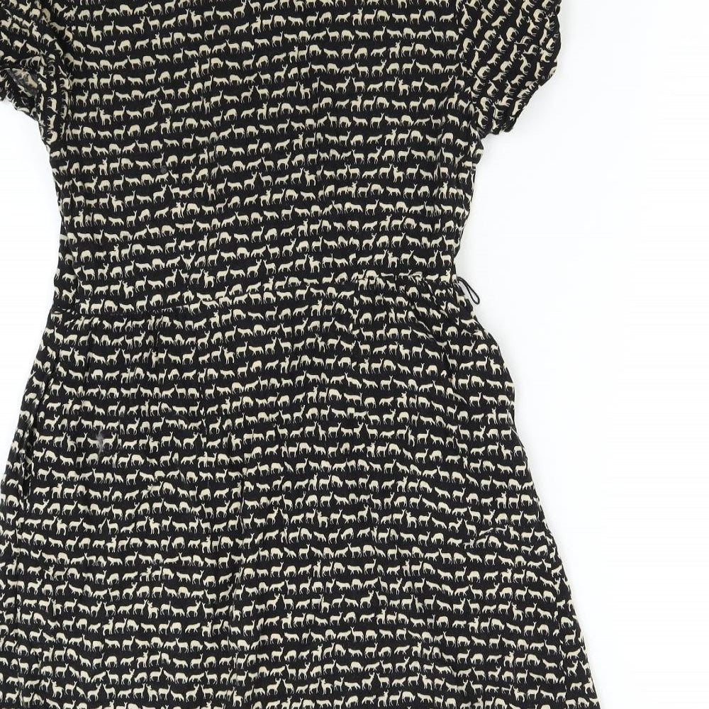 Womens UK Size 8 H&M Black Tunic Button-Up