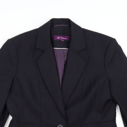 The Collection Womens Blue Striped  Jacket Suit Jacket Size 12