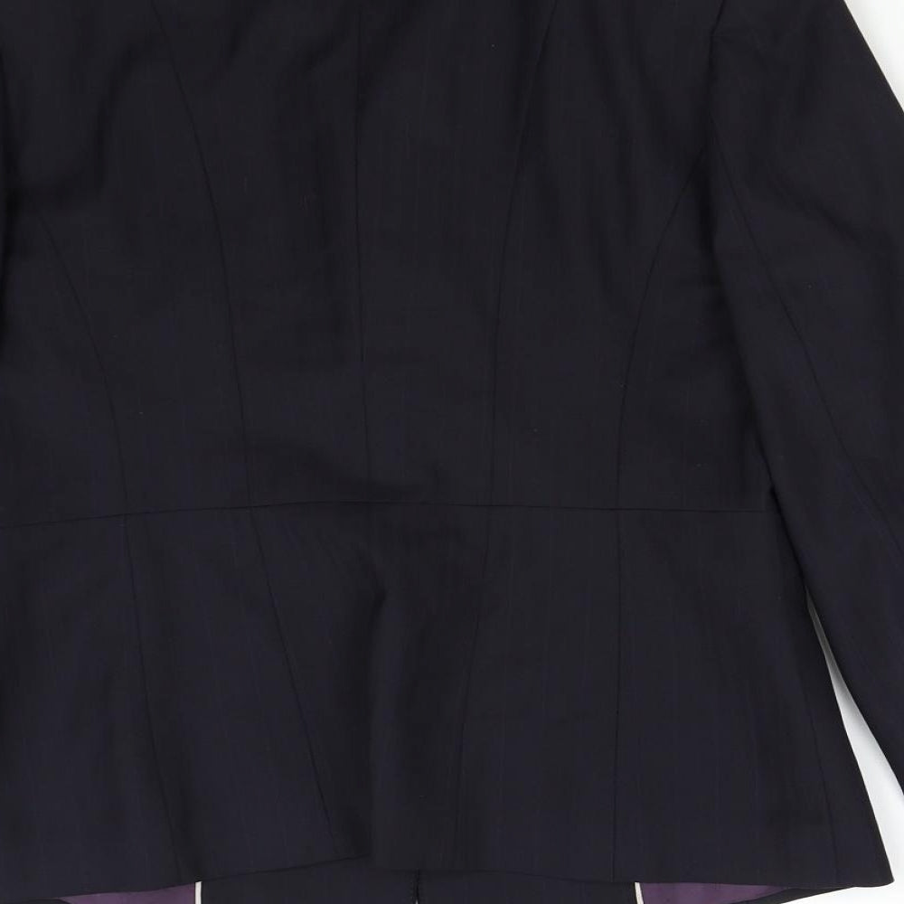 Brand and care label for The Collection women’s blue striped jacket suit jacket, size UK 12