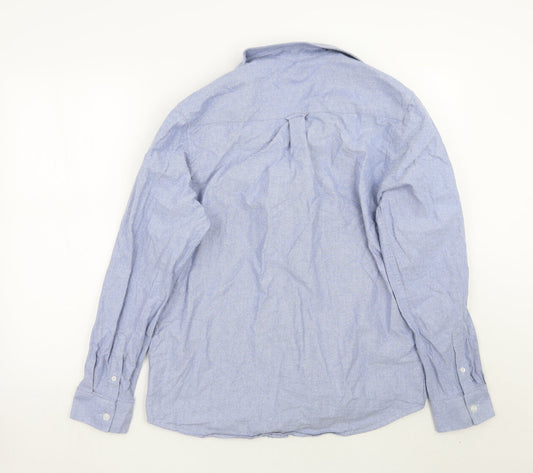 Mens UK Size M Onfire Blue Button-Up Long Sleeve Casual Shirt
