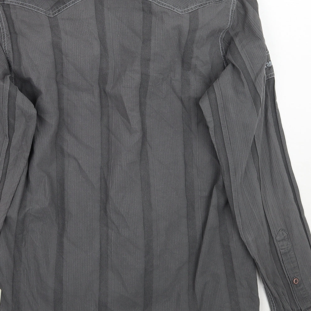 Mens UK Size M Duck & Cover Grey Button-Up Long Sleeve Casual Shirt