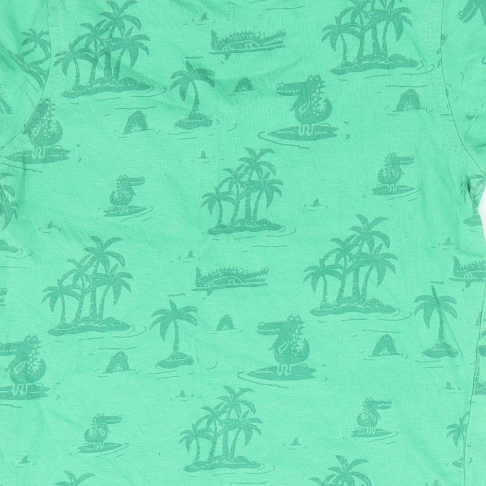 George Boys Green Floral Basic T-Shirt Size 12-18 Months - Palm Trees and Dragons