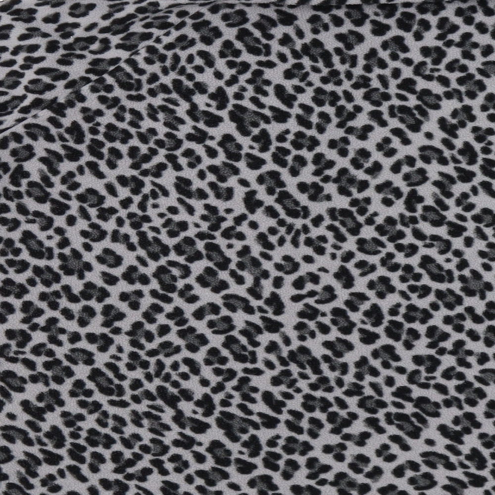 M Collection Womens Grey Animal Print Henley Sweatshirt Size L