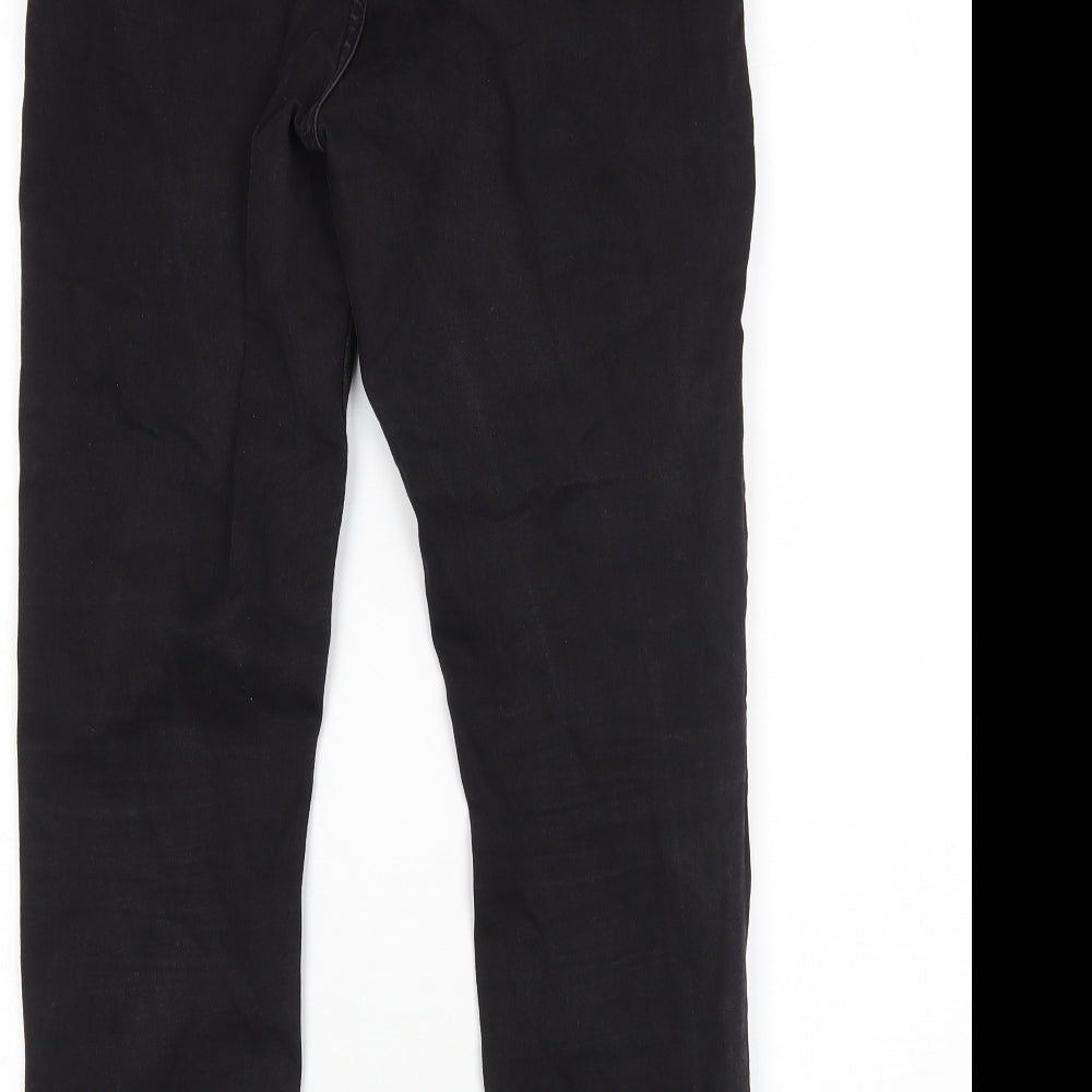 Brand and care label for ASOS women’s black skinny jeans, size UK 30, in, 30-inch leg
