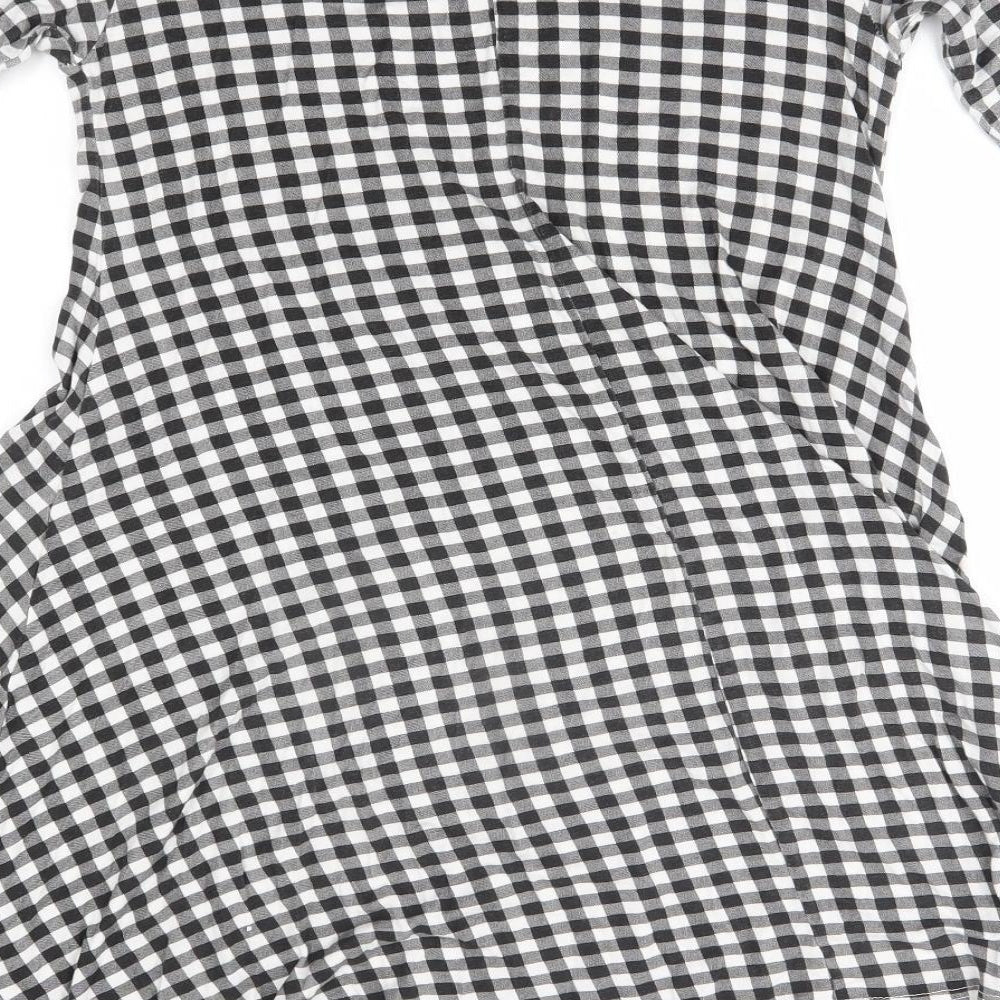 QED London Womens Black Check A-Line Size 10
