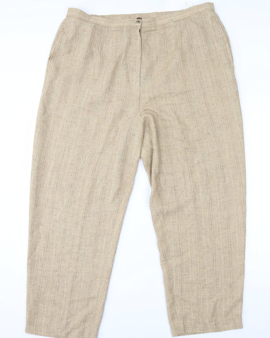 Womens UK Size 20 ELVI Regular Fit Beige Trousers