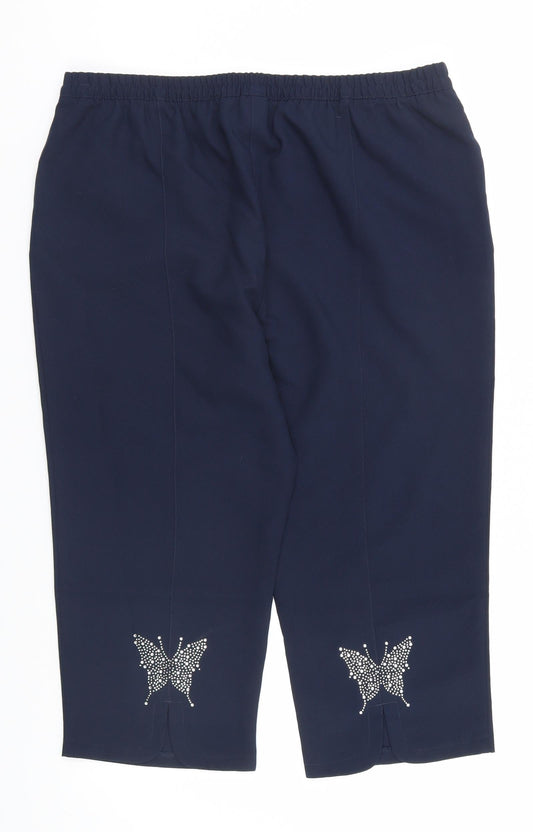 Preworn Womens Blue Trousers Size 18 L26 in - Butterfly