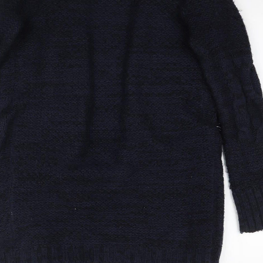 Brand and care label for Cotton Traders women’s blue knit cardigan jumper, size UK 8, - waterfall