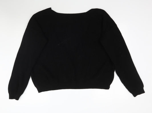 Boohoo Womens Black Knit Pullover Jumper Size 20