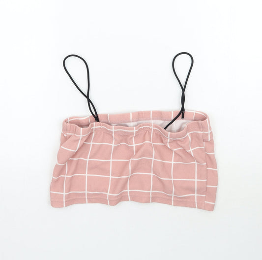 SheIn Womens Pink Plaid Basic Tank Size L