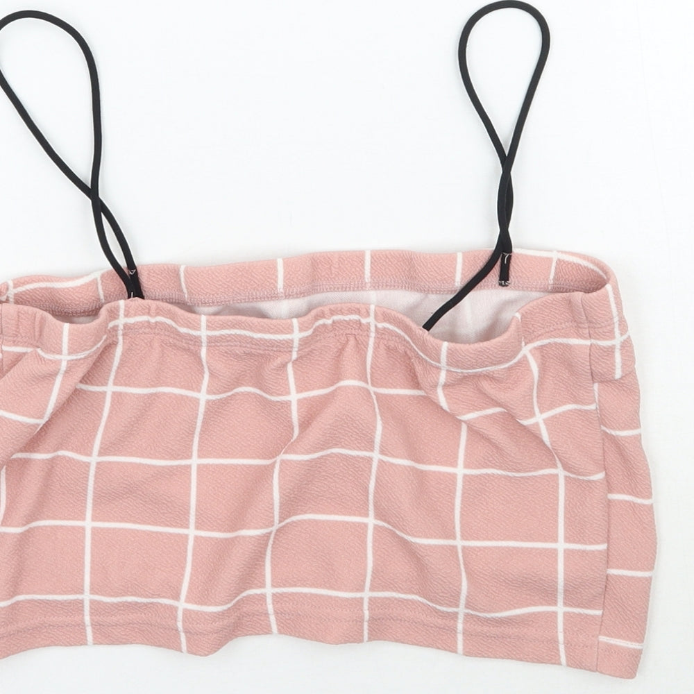 SheIn Womens Pink Plaid Basic Tank Size L