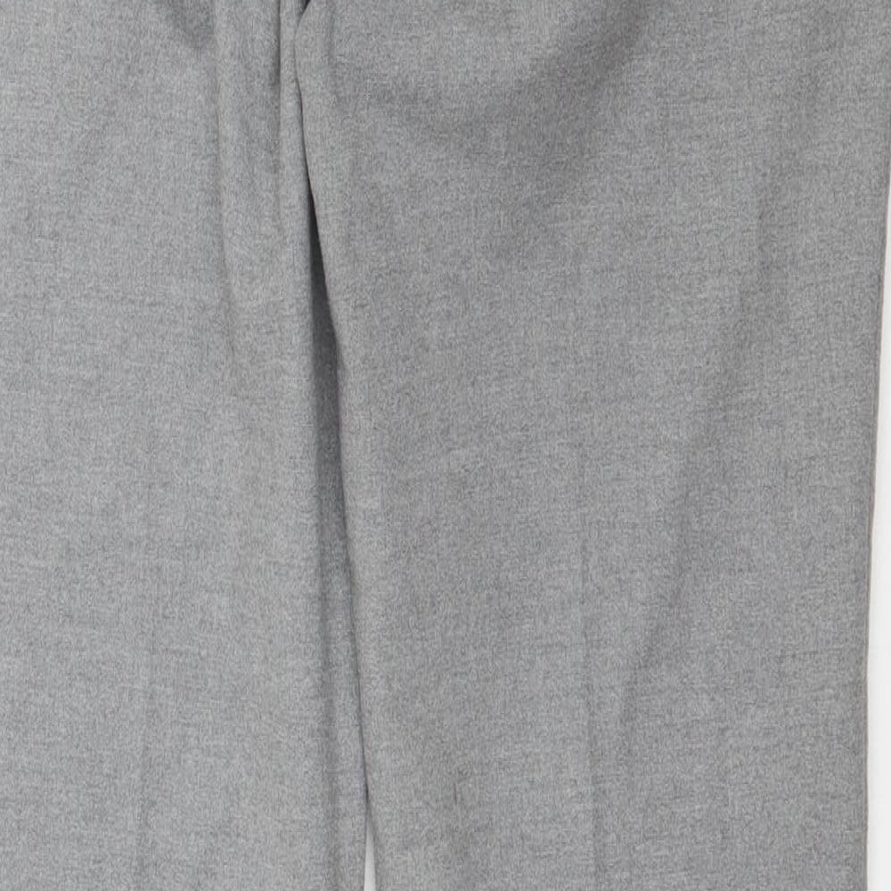 Brand and care label for Preworn men’s grey trousers, size 32, 33-inch leg