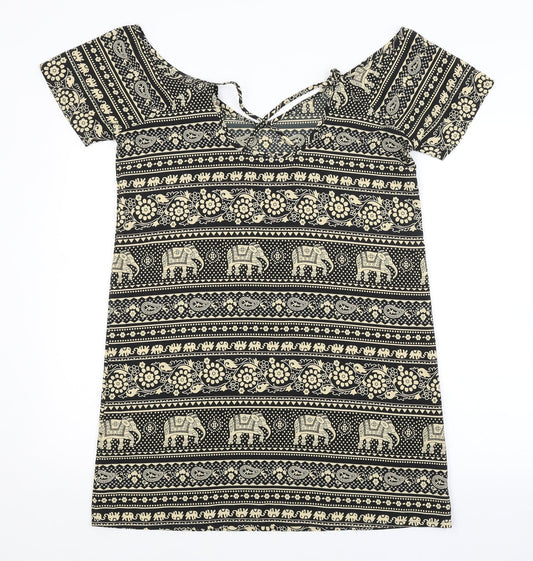 Boohoo Womens Multicoloured Paisley Basic Blouse Size 10