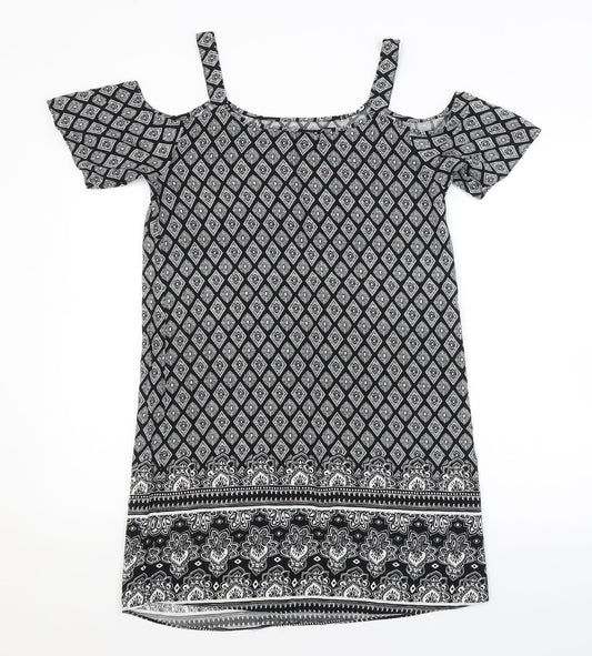 Papaya Womens Black Argyle/Diamond A-Line Size 8