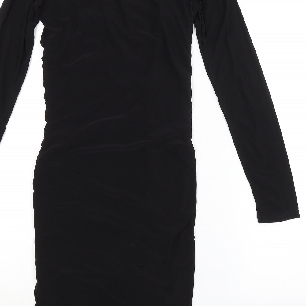 Brand and care label for AX Paris women’s black pencil dress, size UK 8
