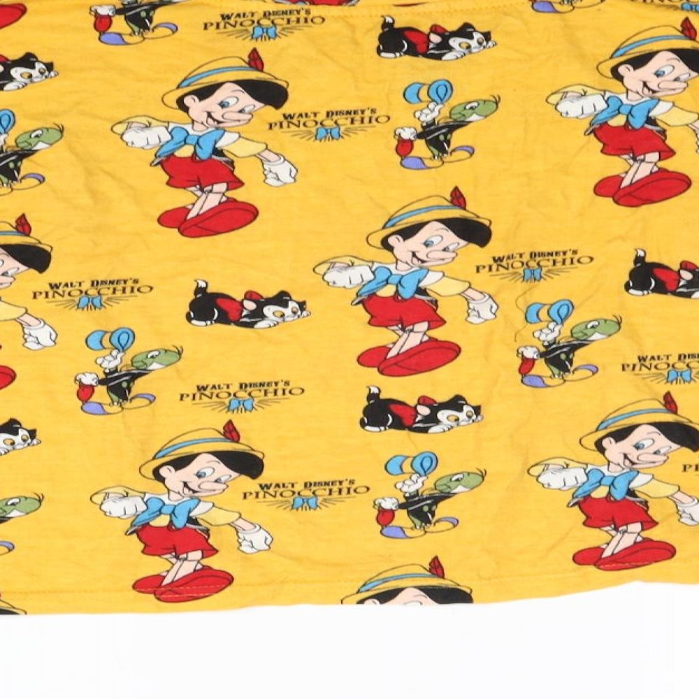 Brand and care label for Primark women’s yellow cropped t-shirt, size L, - pinnochio