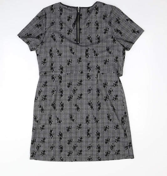 Oasis Womens Grey Floral Bodycon Size L