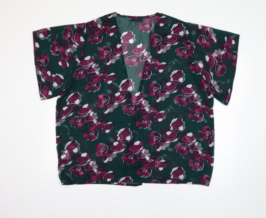 Originals Womens Green Floral Basic Blouse Size M