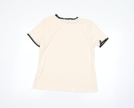 Papaya Womens Beige Basic T-Shirt Size 14