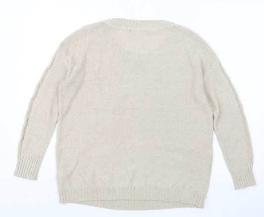 Womens UK Size S RESERVED Beige Pullover Jumper